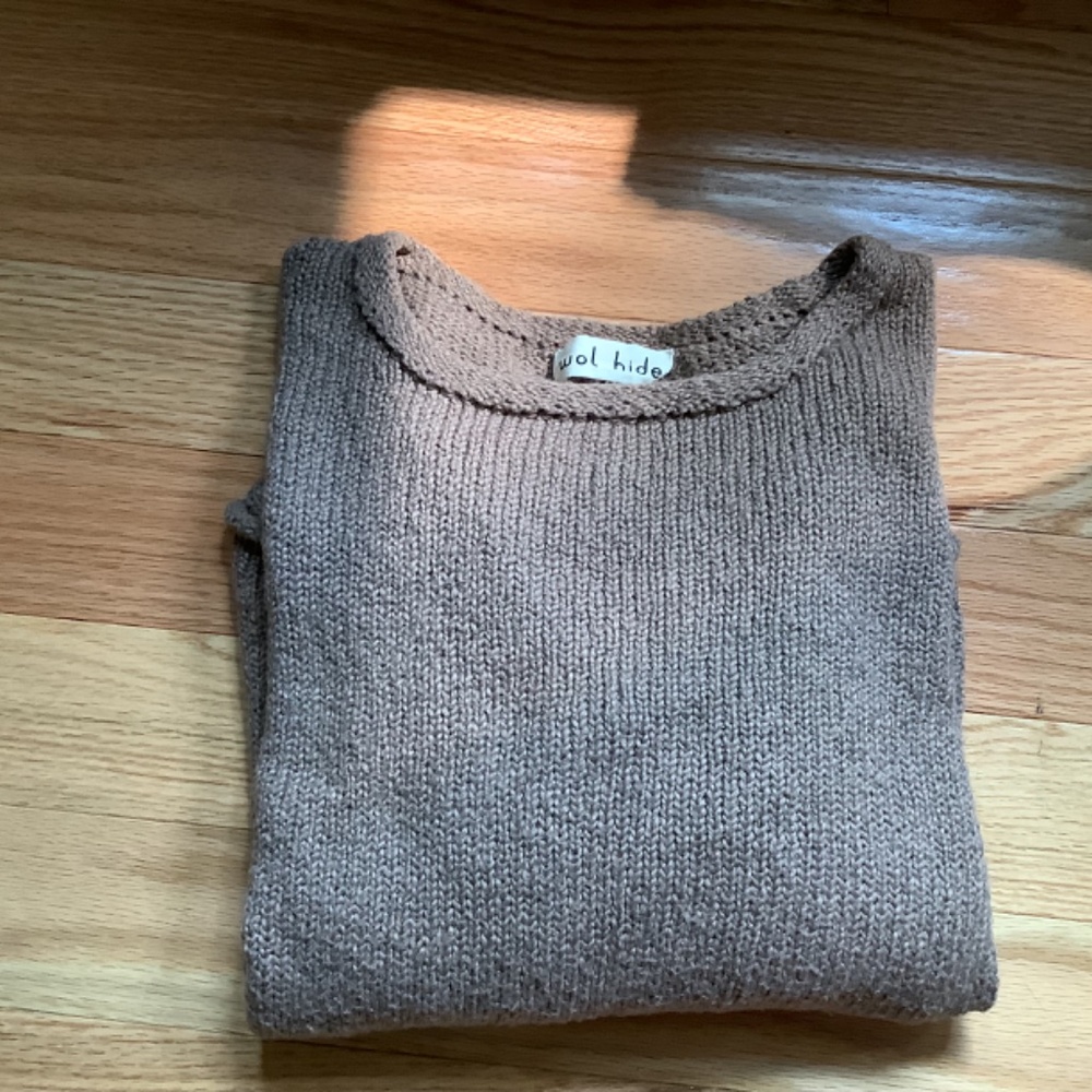 Wol Hide Loose Pullover Cotton Sweater in Mushroom - Picture 8 of 11